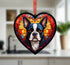 Boston Terrier Stained Glass Effect Heart Suncatcher